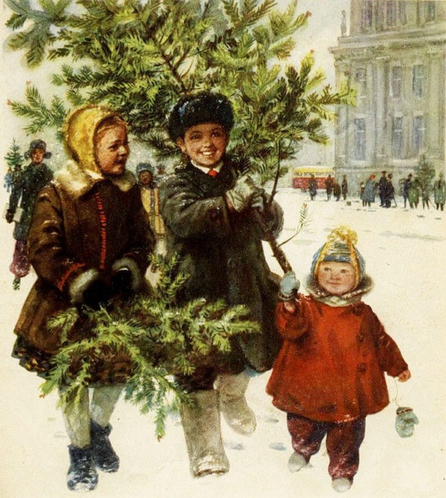 Дети несут елку