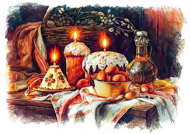 Традиционный пасхальный стол на Руси